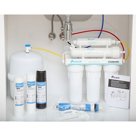 ΦΙΛΤΡΟ ΝΕΡΟΥ ΑΝΤΙΣΤΡΟΦΗΣ ΟΣΜΩΣΗΣ ECOSOFT 50GPD 5-ΣΤΑΔΙΩΝ 10 ΦΙΛΤΡΑ ΜΕ ΙΧΝΟΣΤΟΙΧΕΙΑ