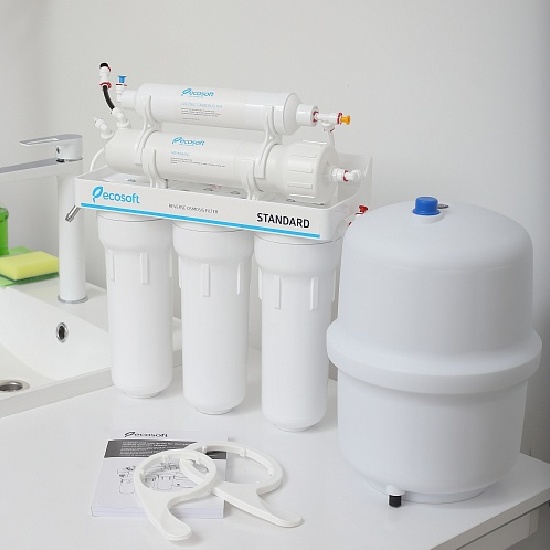 ΦΙΛΤΡΟ ΝΕΡΟΥ ΑΝΤΙΣΤΡΟΦΗΣ ΟΣΜΩΣΗΣ ECOSOFT 50GPD 5-ΣΤΑΔΙΩΝ 10 ΦΙΛΤΡΑ ΜΕ ΙΧΝΟΣΤΟΙΧΕΙΑ